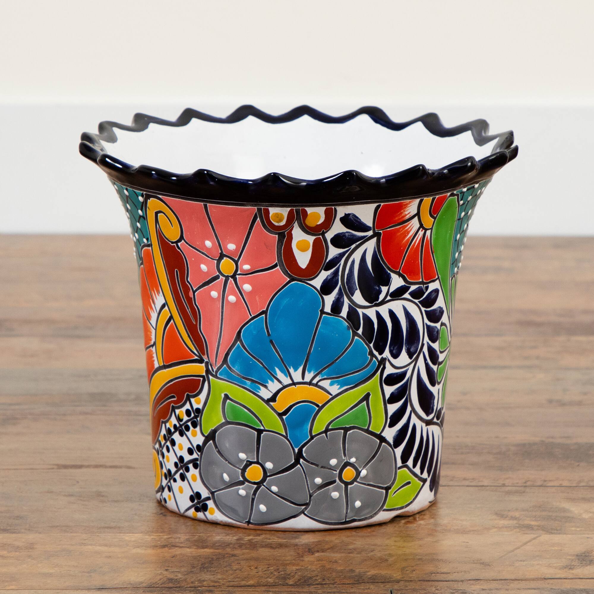12" Handmade Mexican Talavera Ceramic Planter